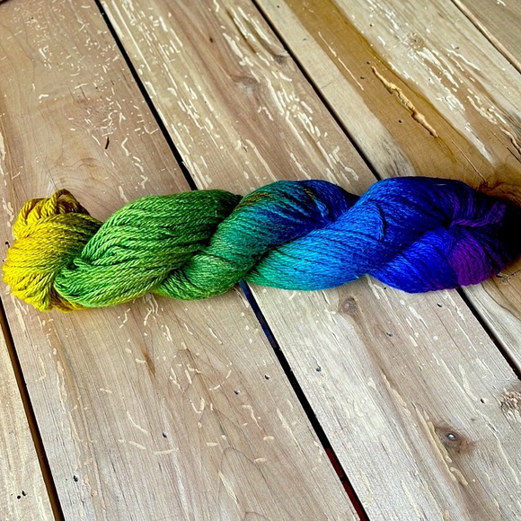 Moon Rain Dye Works Other - yellow-green-blue-purple colour-way, hand-dyed 4ply crochet cotton 50g skein